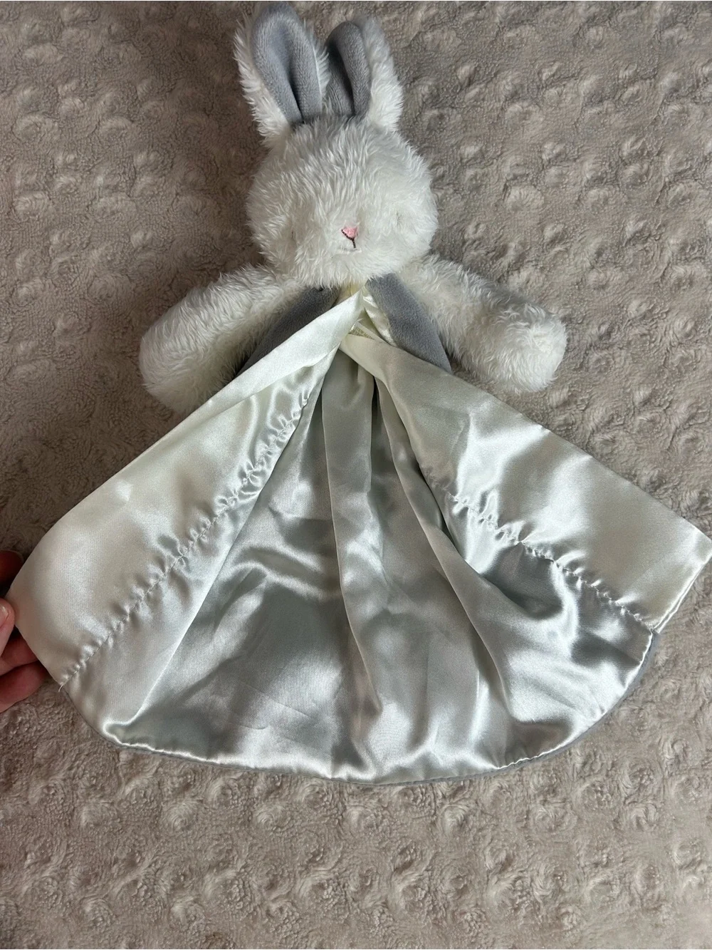 Bunnies by the Bay Bunny Rabbit Lovey Security Blanket Carrots Gray White 13
